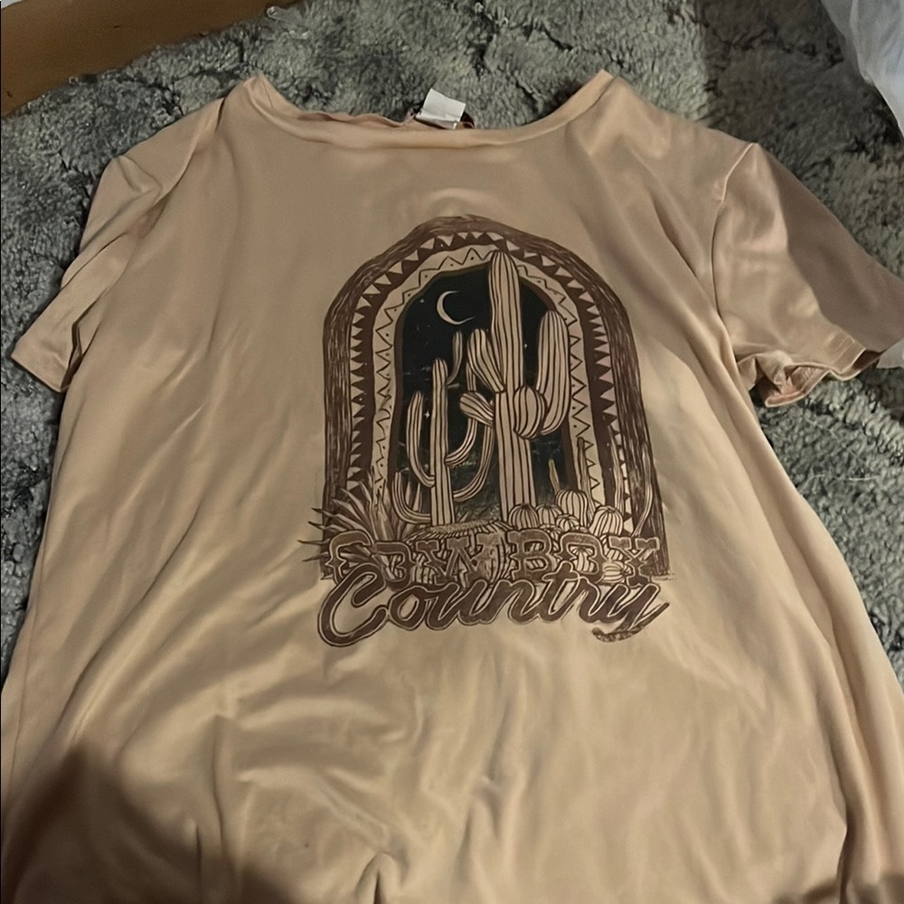 Sunset Country Graphic Beige Top